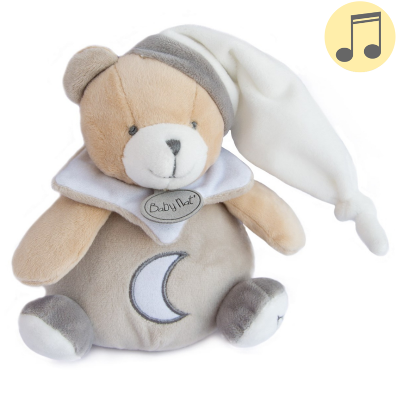 Les luminescents musical box bear grey beige 